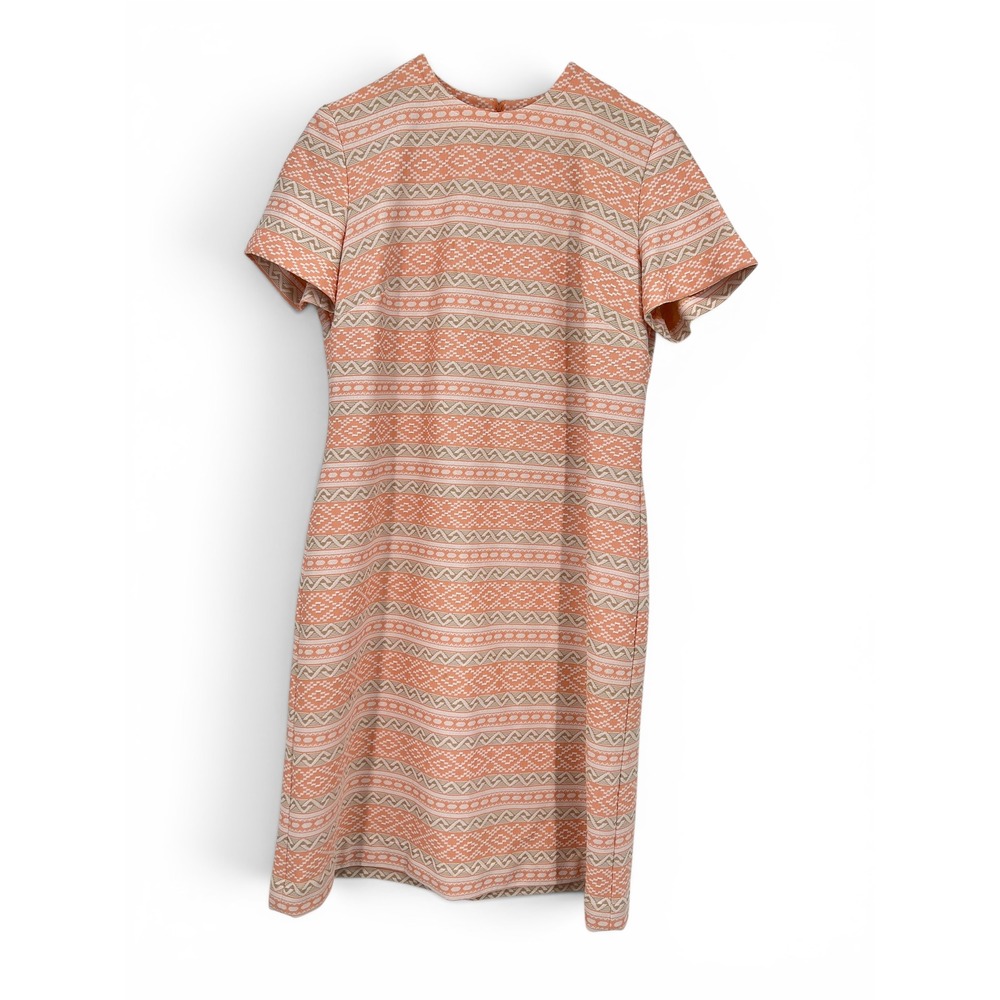 Vintage 1960's Lady Carol of New York Coral Striped Mod Shift Dress Womens XL
